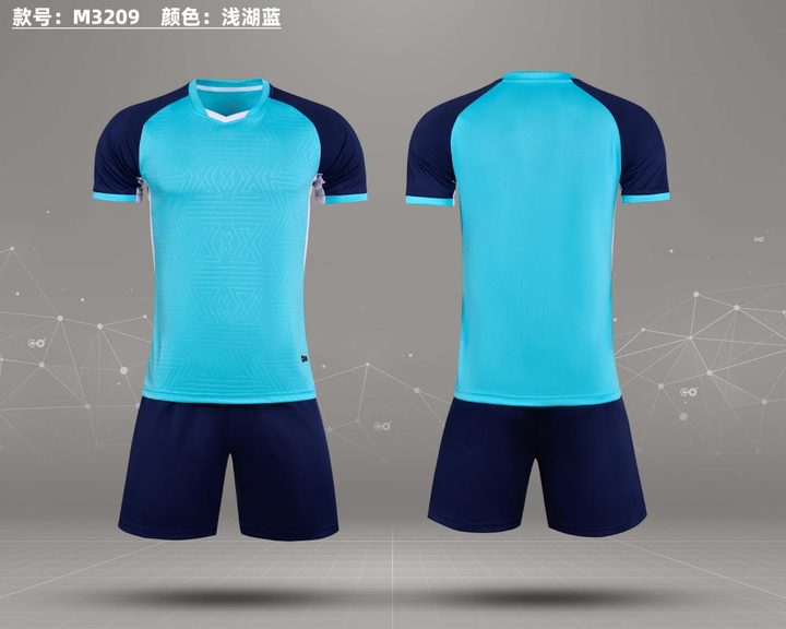 Maillot de football à manches courtes avec col V à blocs de couleur – COMBO 1