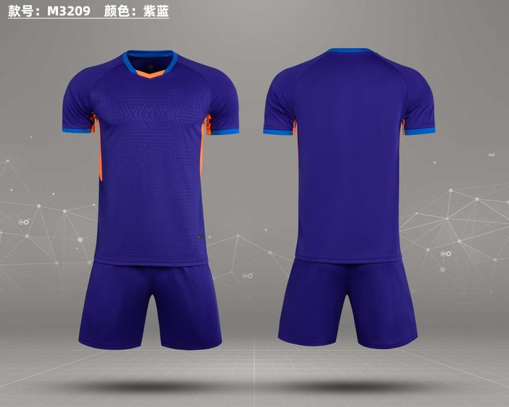 Maillot de football à manches courtes avec col V à blocs de couleur – COMBO 3