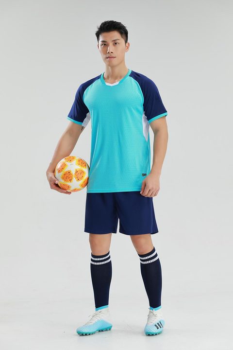Maillot de football à manches courtes avec col V à blocs de couleur – MODEL 2