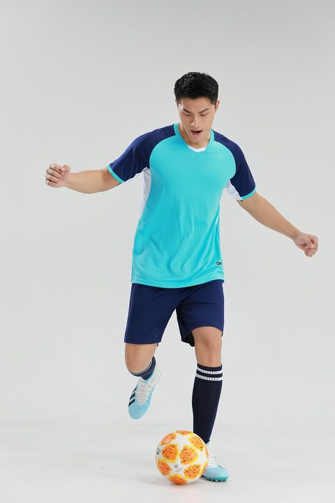 Maillot de football à manches courtes avec col V à blocs de couleur – MODEL 3