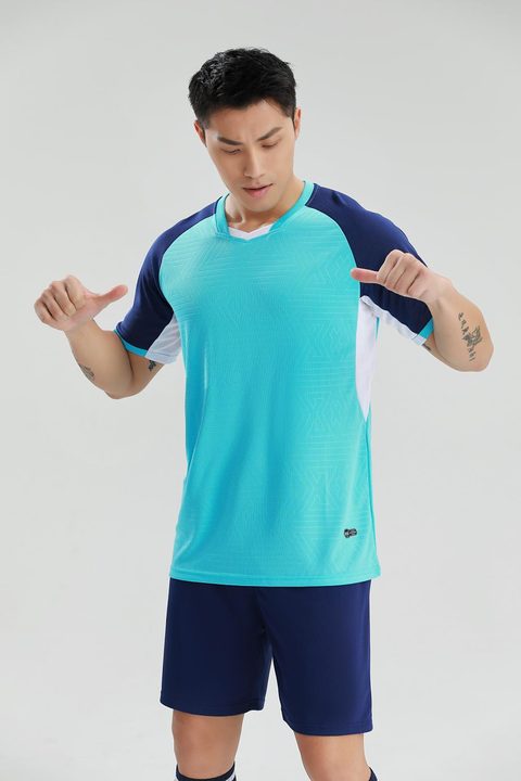 Maillot de football à manches courtes avec col V à blocs de couleur – MODEL 4