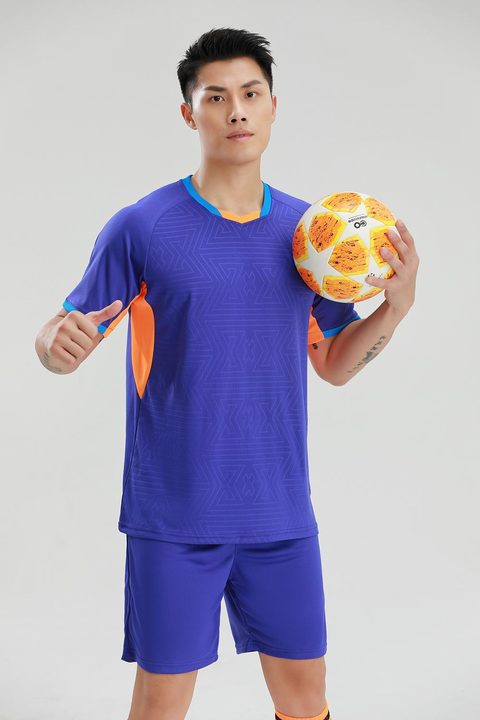 Maillot de football à manches courtes avec col V à blocs de couleur – MODEL 1
