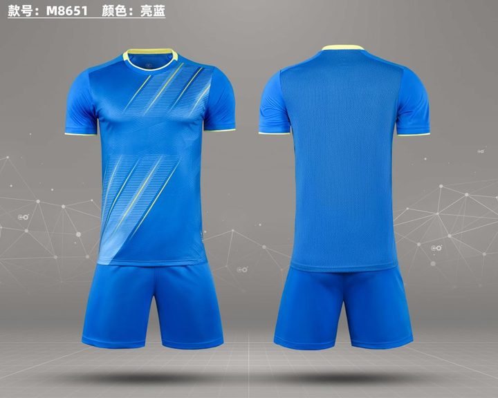 Tricou de fotbal, cu mânecă scurtă, cu decolteu rotund și cu dungi – COMBO 1