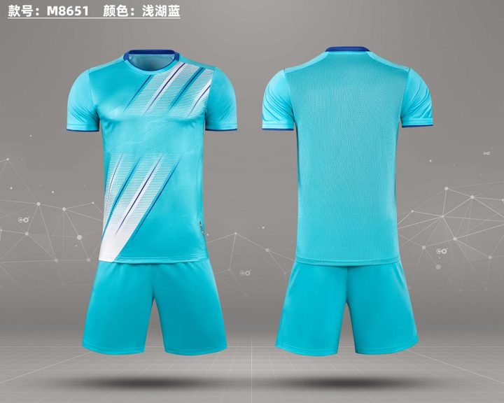 Tricou de fotbal, cu mânecă scurtă, cu decolteu rotund și cu dungi – COMBO 4