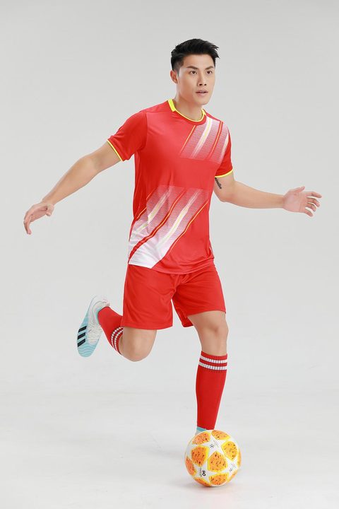 Tricou de fotbal, cu mânecă scurtă, cu decolteu rotund și cu dungi – MODEL 2