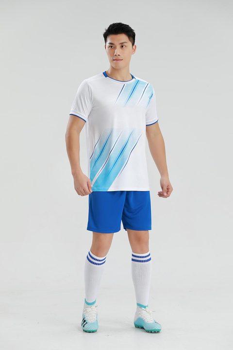 Tricou de fotbal, cu mânecă scurtă, cu decolteu rotund și cu dungi – MODEL 3
