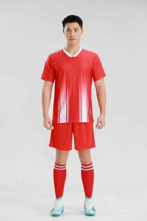 Maglia da calcio a maniche corte con scollo a V con righe – MODEL 1