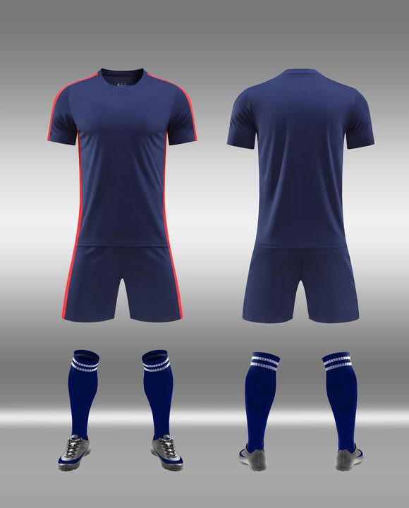 Camiseta de fútbol de manga corta con cuello redondo con rayas – COMBO 2