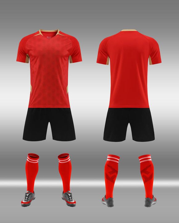 Tricou de fotbal, cu mânecă scurtă, cu guler înalt și cu model geometric – COMBO 4