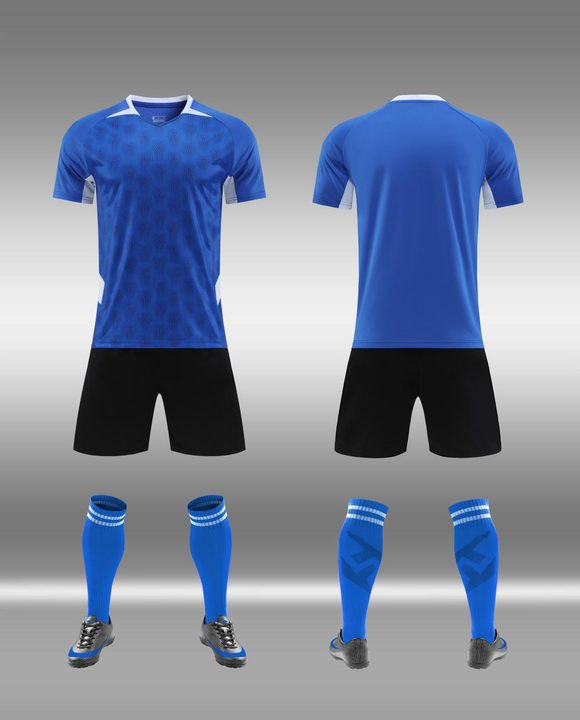 Tricou de fotbal, cu mânecă scurtă, cu guler înalt și cu model geometric – COMBO 2