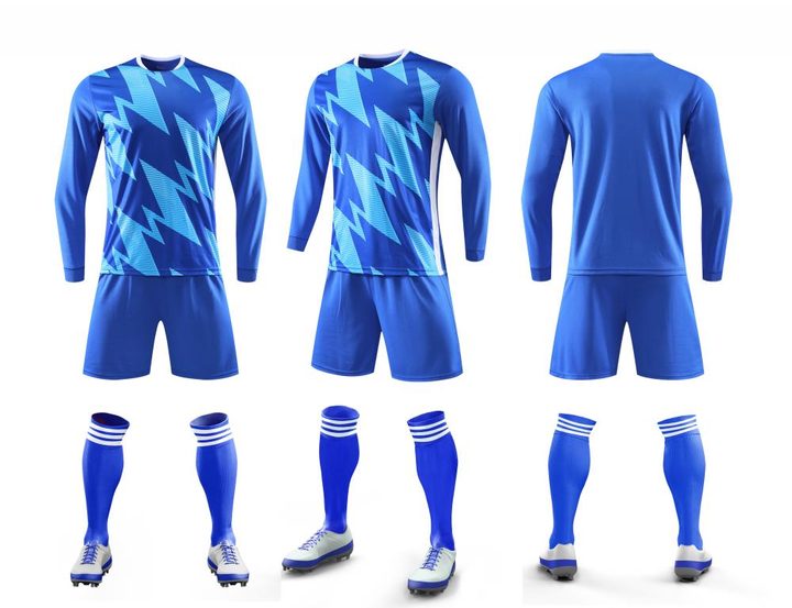 Tricou de fotbal, cu mânecă lungă, cu decolteu rotund și cu degrade – COMBO 1