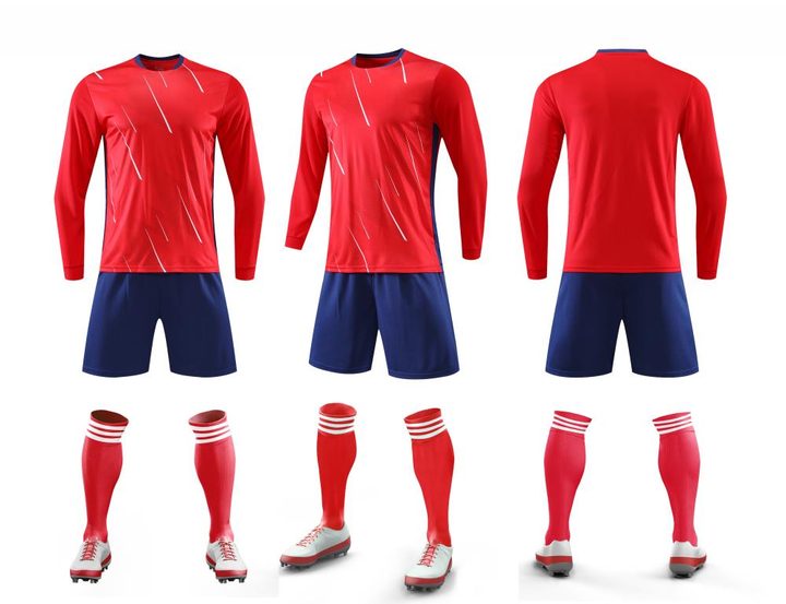 Tricou de fotbal, cu mânecă lungă, cu decolteu rotund și cu degrade – COMBO 5