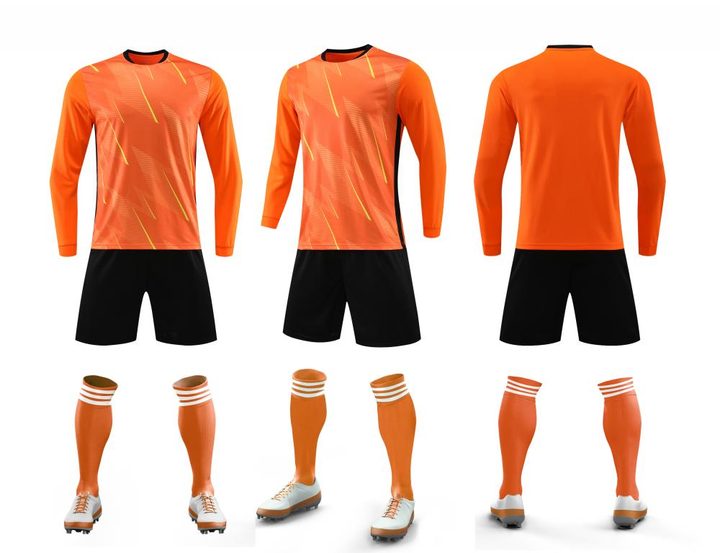 Tricou de fotbal, cu mânecă lungă, cu decolteu rotund și cu degrade – COMBO 2