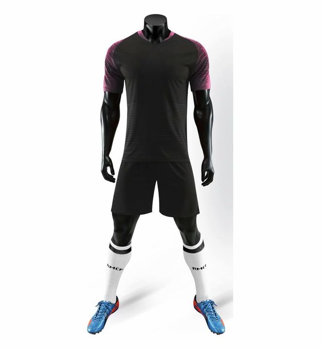 V-neck Short Sleeve Striped Soccer Jersey – FRONT 5