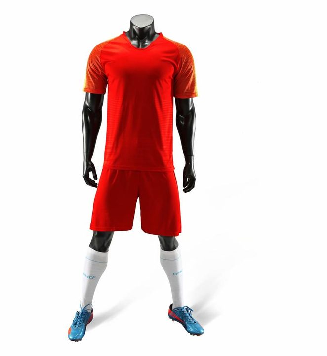 V-neck Short Sleeve Striped Soccer Jersey – FRONT 1