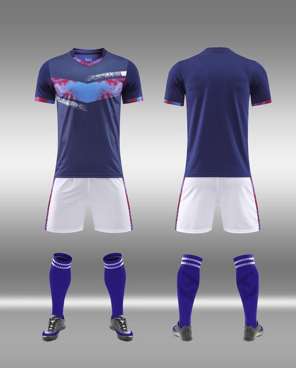 V-neck Short Sleeve Color-block Soccer Jersey – COMBO 1