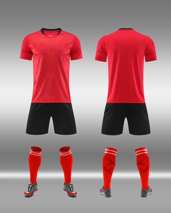 Kurzarm-Fußballtrikot mit Rundhalsausschnitt und Streifen – COMBO 4