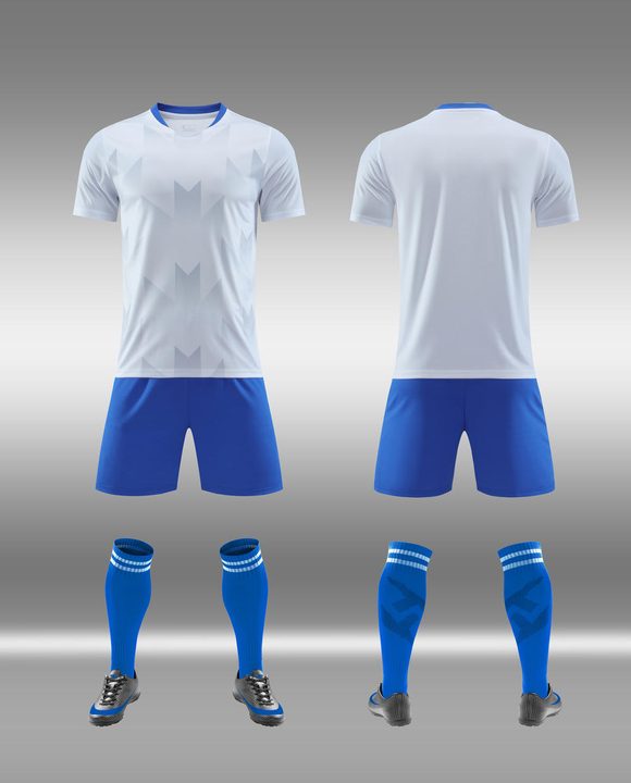 Kurzarm-Fußballtrikot mit Rundhalsausschnitt und Streifen – COMBO 1