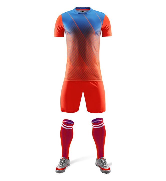 Tricou de fotbal, cu mânecă scurtă, cu decolteu rotund și cu dungi – FRONT 4