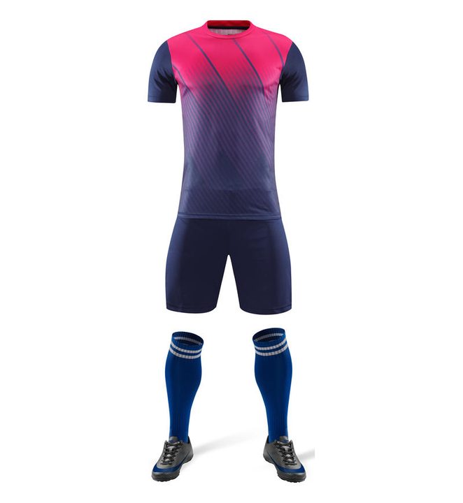 Tricou de fotbal, cu mânecă scurtă, cu decolteu rotund și cu dungi – FRONT 6