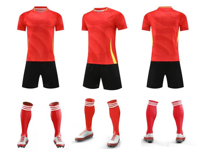 Camiseta de fútbol de manga corta con cuello redondo con rayas – COMBO 1
