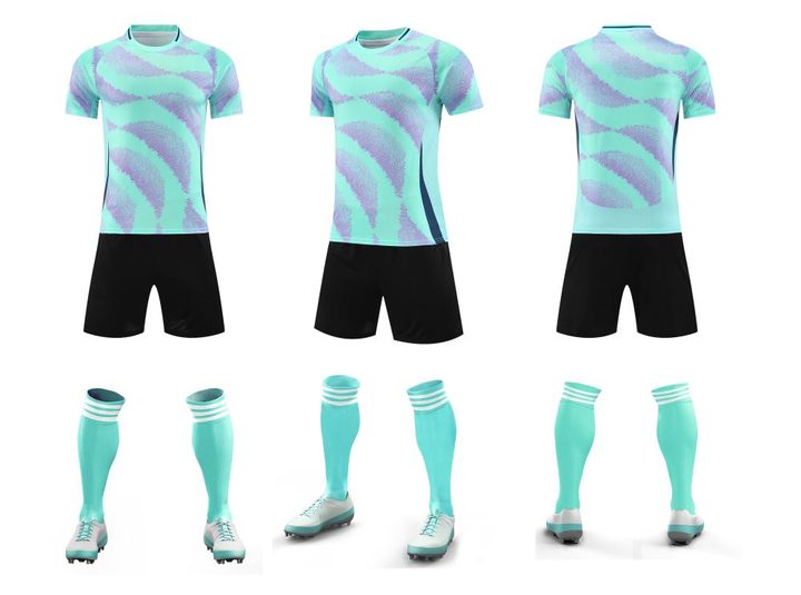 Camiseta de fútbol de manga corta con cuello redondo con rayas – COMBO 4
