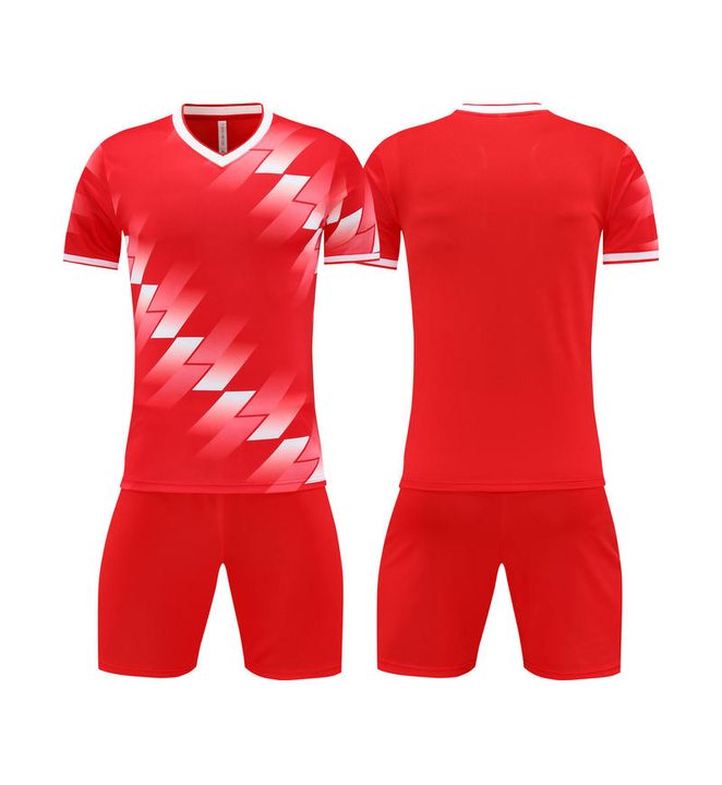 Tricou de fotbal, cu mânecă scurtă, cu decolteu în V și cu degrade – COMBO 1