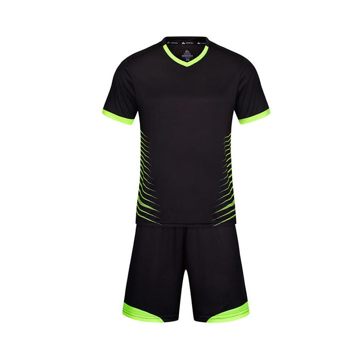 Camisa de futebol de manga curta com gola V com listras – FRONT 1