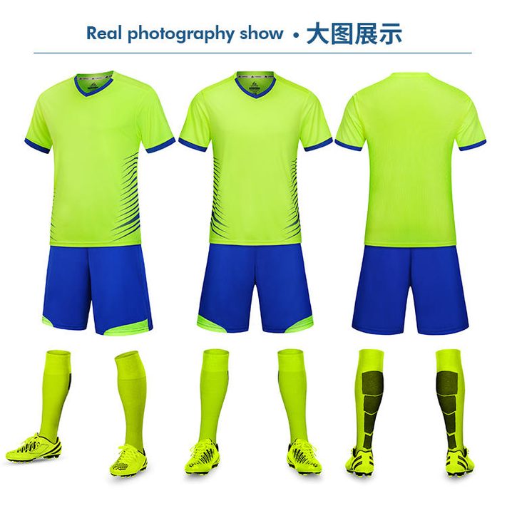 Maglia da calcio a maniche corte con scollo a V con righe – COMBO 3