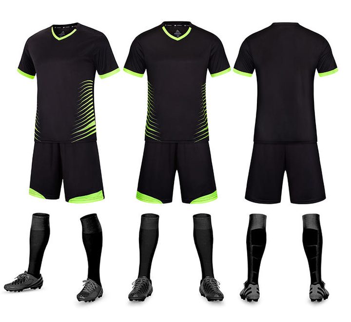 Maglia da calcio a maniche corte con scollo a V con righe – COMBO 2