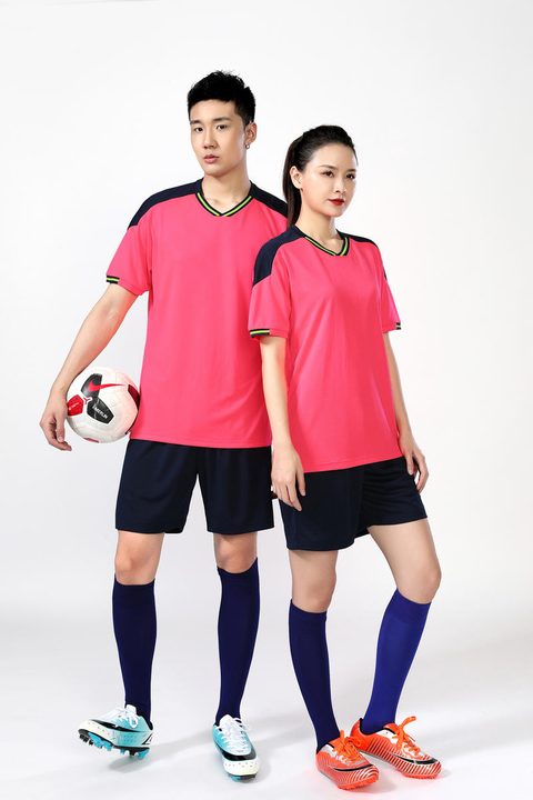Kurzarm-Fußballtrikot mit V-Ausschnitt und Streifen – MODEL 5