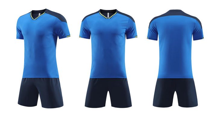 Kurzarm-Fußballtrikot mit V-Ausschnitt und Streifen – COMBO 7