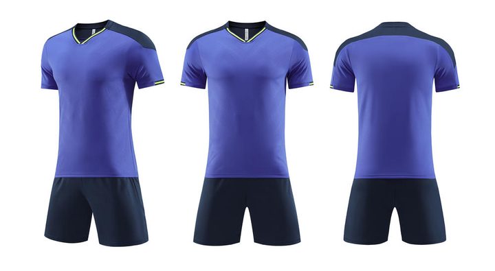 Kurzarm-Fußballtrikot mit V-Ausschnitt und Streifen – COMBO 4