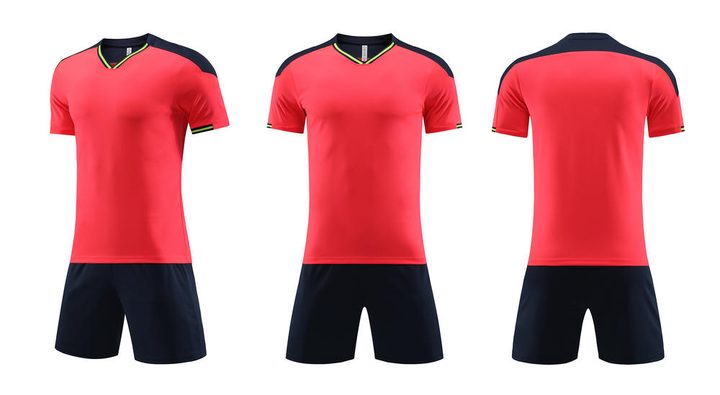 Kurzarm-Fußballtrikot mit V-Ausschnitt und Streifen – COMBO 6