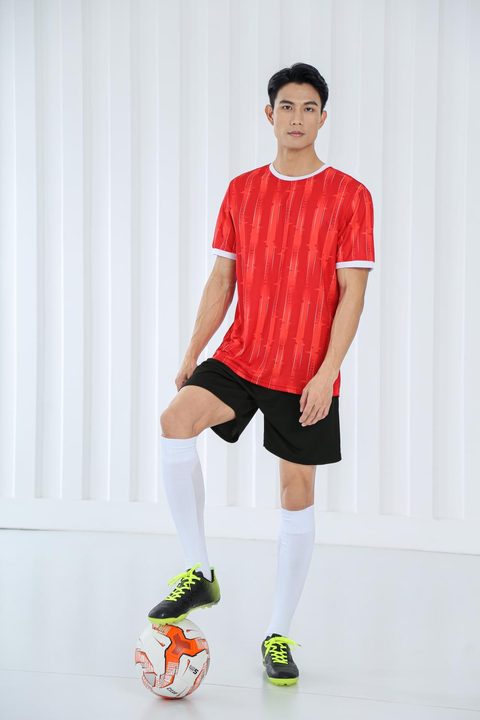 Camisa de futebol de manga curta com gola careca com listras – MODEL 2
