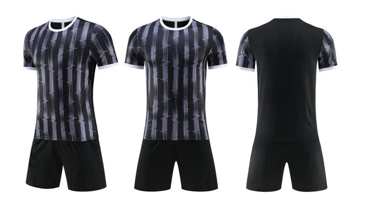 Camisa de futebol de manga curta com gola careca com listras – COMBO 3