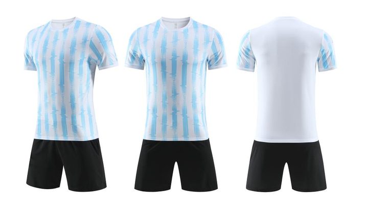 Camisa de futebol de manga curta com gola careca com listras – COMBO 4