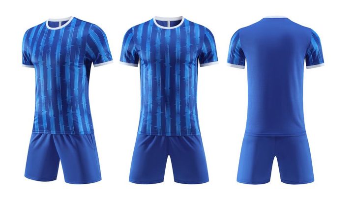 Camisa de futebol de manga curta com gola careca com listras – COMBO 1