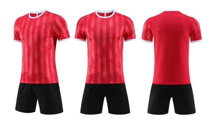 Camisa de futebol de manga curta com gola careca com listras – COMBO 2