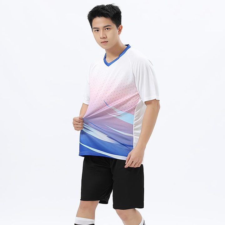 Camiseta de fútbol de manga corta con cuello en V con degradado – MODEL 5