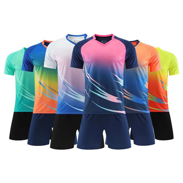 Camiseta de fútbol de manga corta con cuello en V con degradado – MAIN