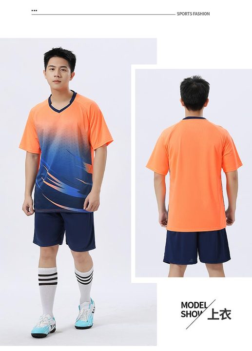 Camiseta de fútbol de manga corta con cuello en V con degradado – MODEL 2