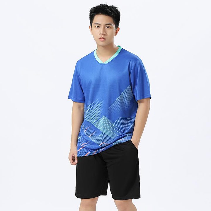 Tricou de fotbal, cu mânecă scurtă, cu decolteu în V și cu model geometric – MODEL 5