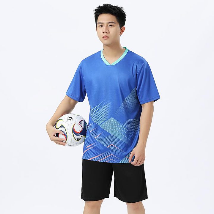Tricou de fotbal, cu mânecă scurtă, cu decolteu în V și cu model geometric – MODEL 6