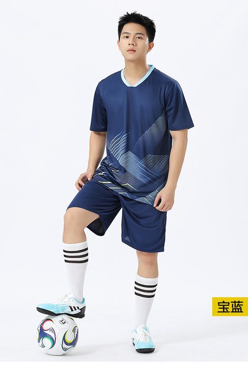 Tricou de fotbal, cu mânecă scurtă, cu decolteu în V și cu model geometric – MODEL 1