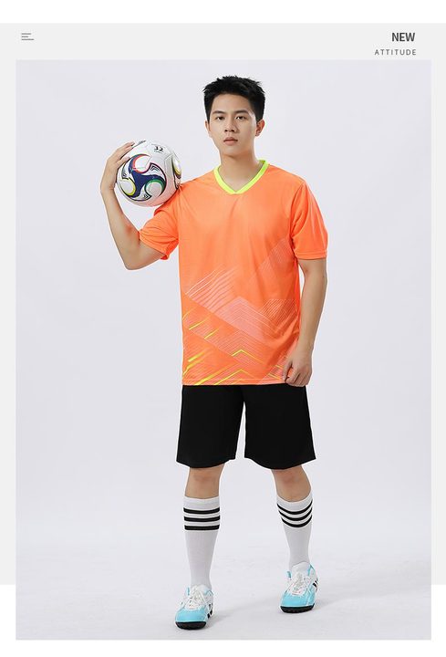 Tricou de fotbal, cu mânecă scurtă, cu decolteu în V și cu model geometric – MODEL 4