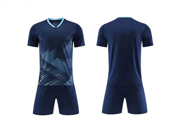 Tricou de fotbal, cu mânecă scurtă, cu decolteu în V și cu model geometric – COMBO 1
