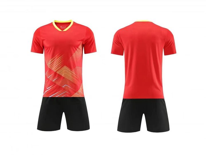 Tricou de fotbal, cu mânecă scurtă, cu decolteu în V și cu model geometric – COMBO 4