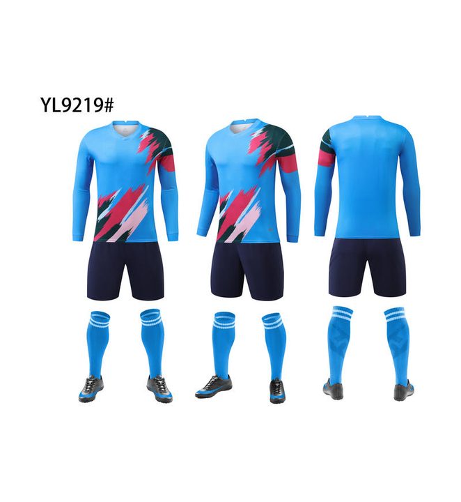 Tricou de fotbal, cu mânecă lungă, cu decolteu în V și cu dungi – COMBO 1