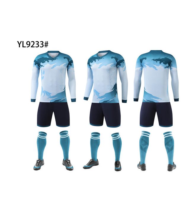 Tricou de fotbal, cu mânecă lungă, cu decolteu în V și cu blocuri de culoare – COMBO 3